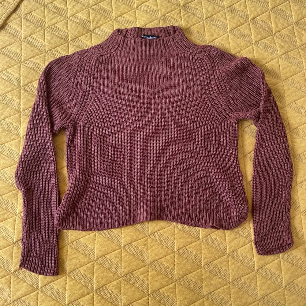 Brown crop mockneck M sweater by American Apparel
